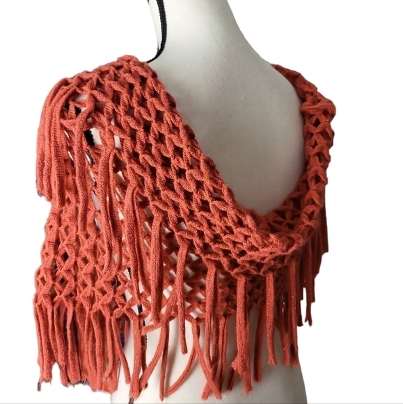 Vintage Mudd Rust Fishnet Fringe Infinity Scarf - Picture 3 of 5